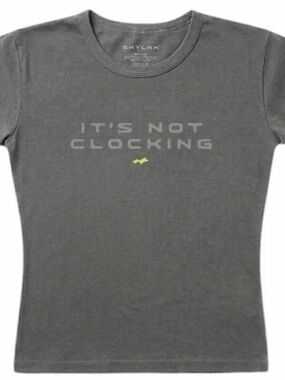 Women's Gray Short-Sleeve Graphic Tee - 'It's Not Clocking'